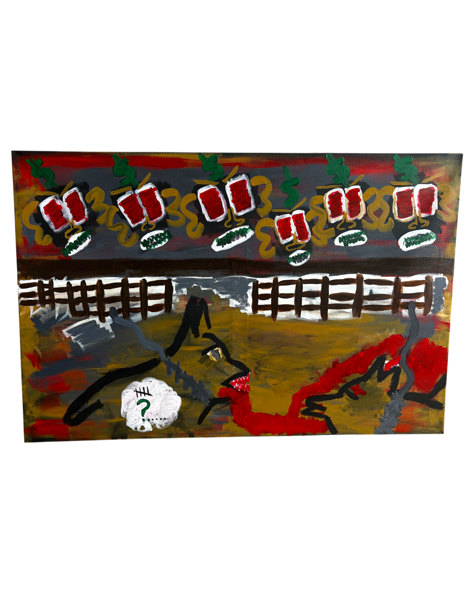 "Dog Fight!" – Original Canvas (2025)