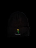 Black beanie featuring embroidered torch logo and "Going Down?" text from FOR THE THINKERS™ Drop 001 collection.